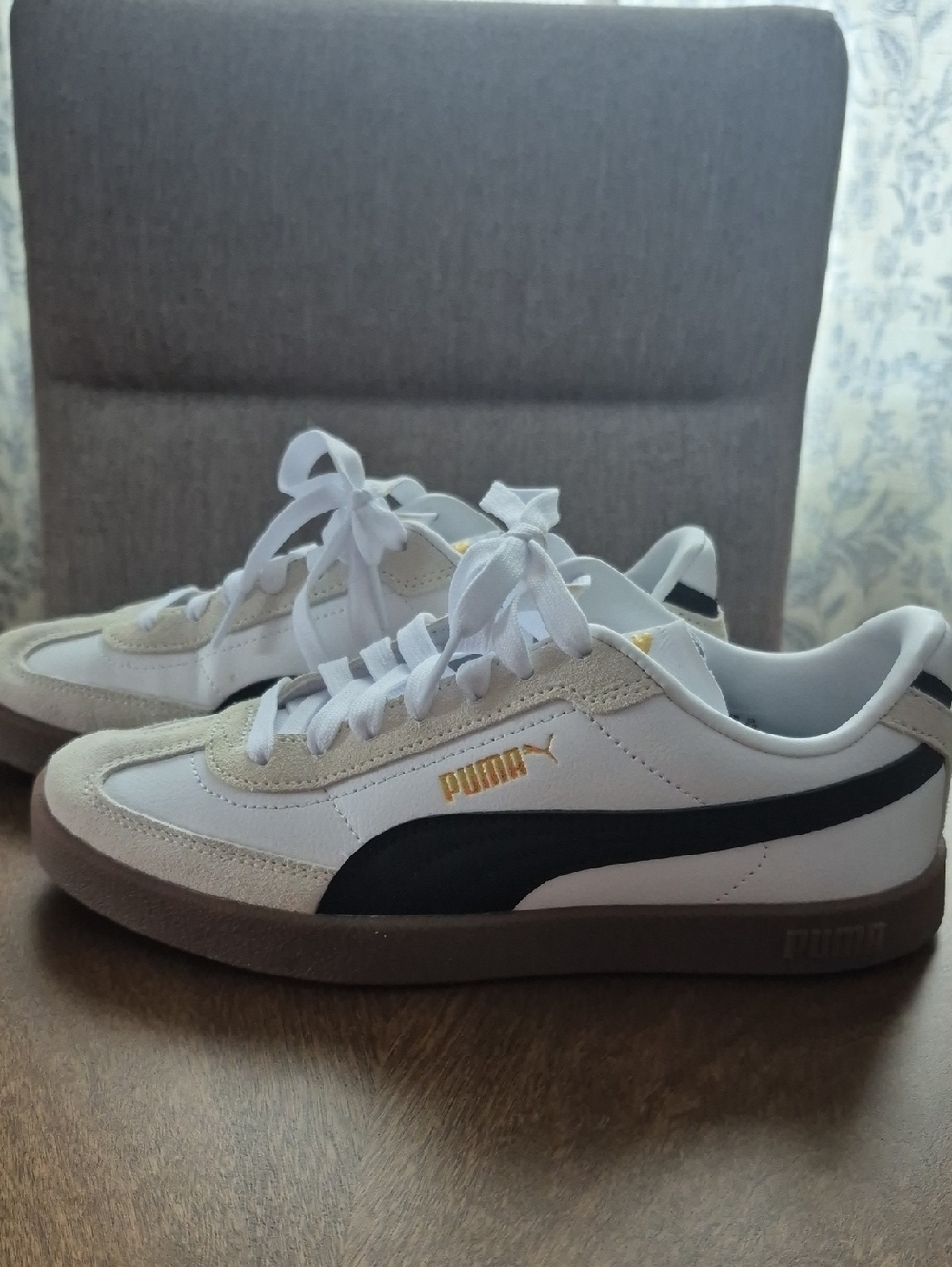 Puma White Sneakers with Black Formstrip and Brown Sole (Kids)